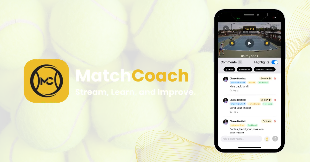 MatchCoach platform with tennis highlights